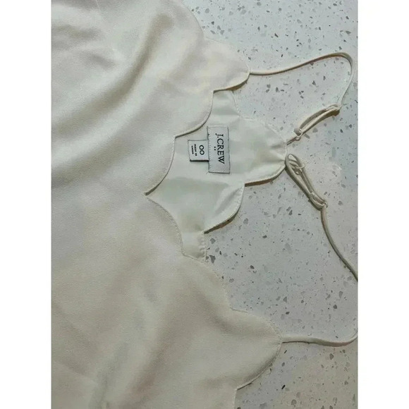 J CREW scalloped spaghetti strap tank top white size 00 - Picture 2 of 5